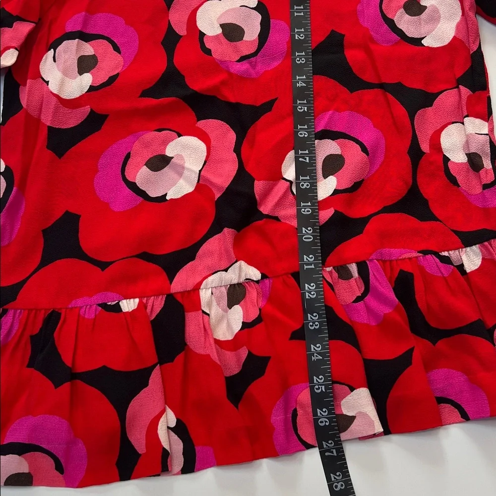 Kate Spade shirt New York Long Sleeve Deco Colorful statement‎ bold Rose Peplum